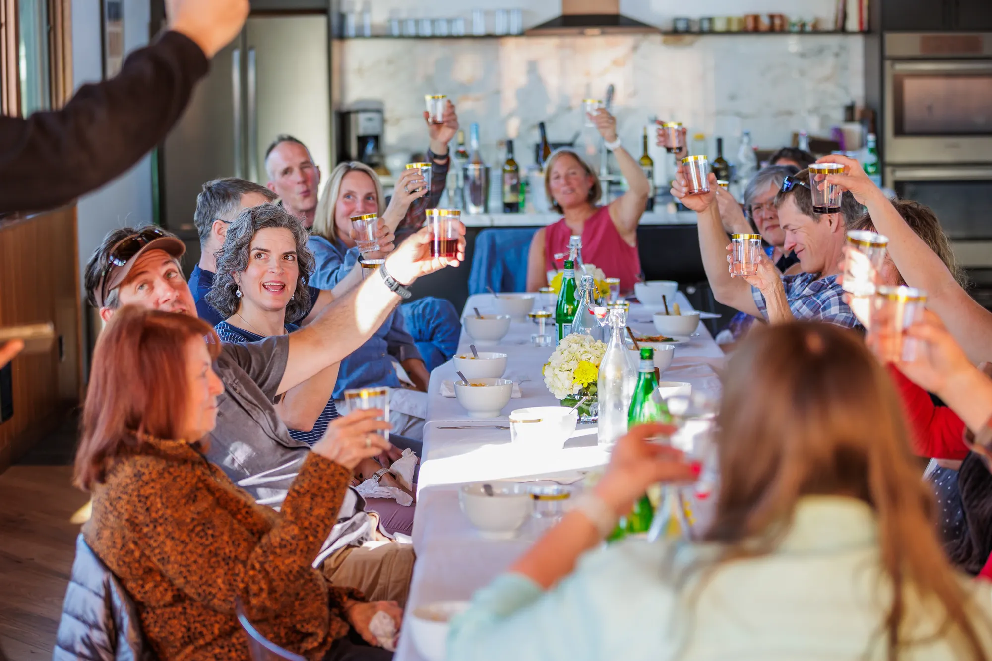 A 15 Toasts dinner gathering, where each guest shares a 3 to 4 minute toast